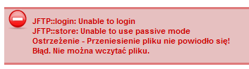 JFTP::login: Unable to login